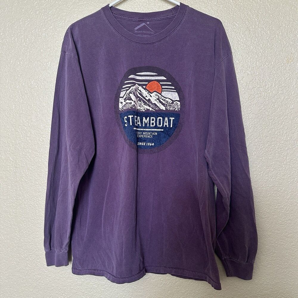 Steamboat Spring Colorado Longsleeve Tshirt Purple Mens Women’s Large Mountain